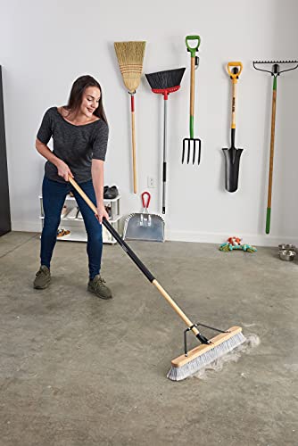 Harper 24 Inch Indoor Smooth-Surface Push Broom with Flagged Bristles for Sand, Saw Dust, Wood Shavings and Pet Hair in Garages, Warehouses, and Workshops - style: Indoor Smooth-Surface Push Broom