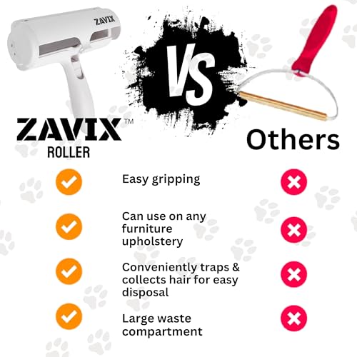 Reusable Pet Hair Remover Roller - Dog and Cat Hair on Couch, Bedding, Car, Rugs & Furniture - Portable and Eco-Friendly (White/Red) - color: White/Red