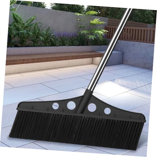 GARVALON Detachable Broom for Outdoor Cleaning Heavy Duty Stainless Steel Sweeper with Wide Brush for Efficient Patio Garage Warehouse and Garden Use
