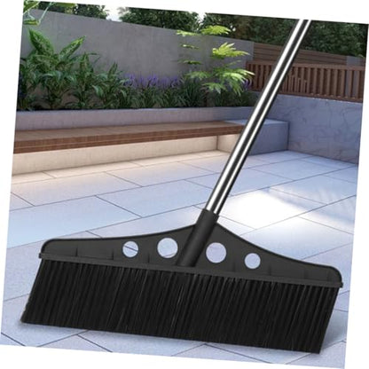 GARVALON Detachable Broom for Outdoor Cleaning Heavy Duty Stainless Steel Sweeper with Wide Brush for Efficient Patio Garage Warehouse and Garden Use