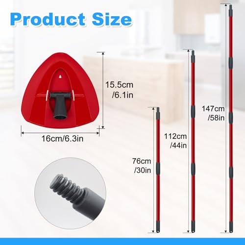 Mop Handle for Ocedar, Spin Mop Handle for O Cedar, 4-Section 30" to 58" Extendable Mop Handle Replacement for Ocedar, Mop Stick and Base for Ocedar Floor Cleaning, American Threaded Joint - size: Mop Handle(American Threaded Joint )&Base