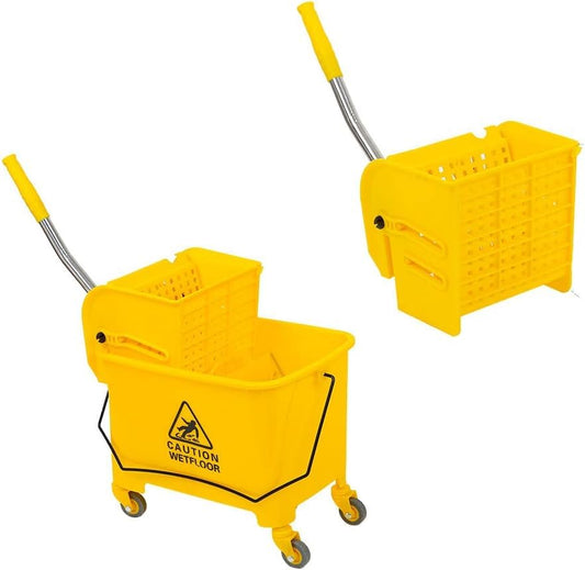 Commercial Mop Bucket on Wheels,Side Press Wringer Combo Mop Bucket,Heavy Duty & Commercial Janitorial Cart Spring Wringer on Wheels for Home & Industrial Cleaning for Business (1)