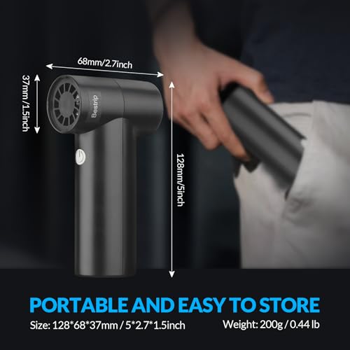 Bestrip Compressed Air Duster, 85000RPM Handheld Electric Air Duster, 4 Gears Adjustable Jet Dry Blower for Car Computer Keyboard Cleaning (Black)