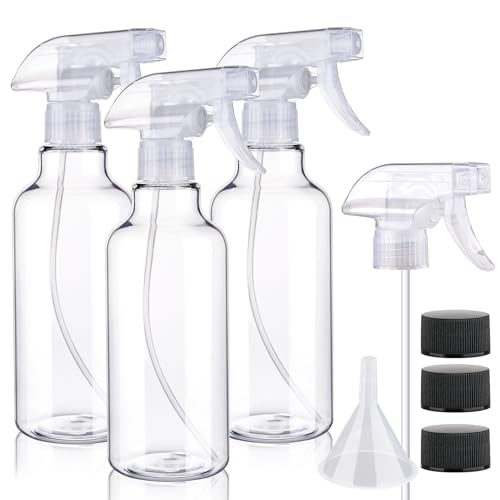 3 Pack Plastic Spray Bottles Empty Spray Bottle 10oz/300ml Heavy Duty Spraying Bottles Mist/Stream Water Bottle for Cleaning Solutions, Essential Oils, Hair (clear) - color: clear