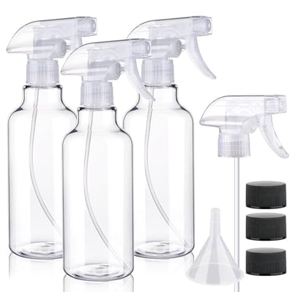 3 Pack Plastic Spray Bottles Empty Spray Bottle 10oz/300ml Heavy Duty Spraying Bottles Mist/Stream Water Bottle for Cleaning Solutions, Essential Oils, Hair (clear) - color: clear