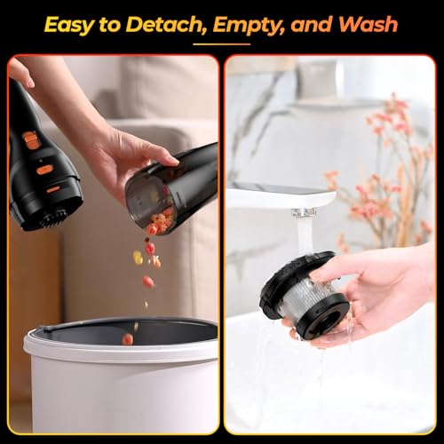 Handheld Vacuum Cordless Rechargeable,Car Vacuum Cleaner with High Power 12000PA Suction,Large-Capacity Battery, with Fast Charging Dock,Dust Busters Wet Dry for Home Car Office Pet