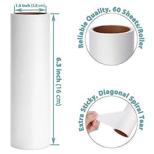 6.3 inch Large Lint Roller Refills for Pet Hair Extra Sticky Roller Refills 6.3 in Long Handle Lint Roller Replacement for Floor Carpet Couch Clothes (Pack of 4) - size: 4-Pack