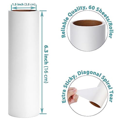 6.3 inch Large Lint Roller Refills for Pet Hair Extra Sticky Roller Refills 6.3 in Long Handle Lint Roller Replacement for Floor Carpet Couch Clothes (Pack of 4) - size: 4-Pack