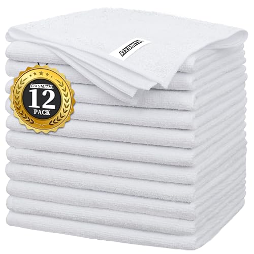 FIXSMITH White Microfiber Cleaning Cloth -Pack of 12, Highly Absorbent Cleaning Rags, 16"X12" All Purpose Cleaning Towels for Housekeeping, Kitchen, Car, Lint Free and Reusable Microfiber Towels - color: White, size: 12pk