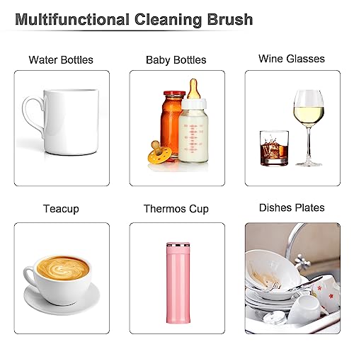 Rechargeable Electric Bottle Brush Cleaner Set, 360° High Speed Rotation Silicone Cleaning Brush with Bottle Brush, Pacifier Brush, Straw Brush, Perfect for Baby Bottle,Cup, Kitchen Utensils - color: White