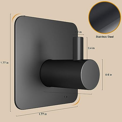Honmein 6 Pcs Adhesive Wall Hooks for Hanging - Waterproof Shower Hooks, Heavy Duty Towel Hooks for Bathrooms, Kitchens, and Offices (Black) - color: Black