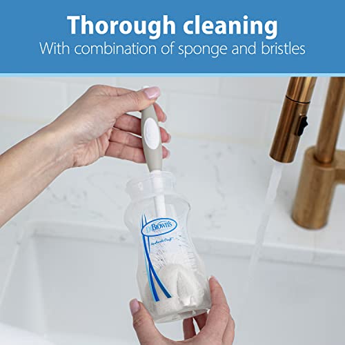 Dr. Brown's Reusable Sponge Baby Bottle Cleaning Brush with Suction Cup Stand, Scrubber and Nipple Cleaner, BPA-Free, Gray, 1-Pack - color: Gray Bottle Brush, size: 1-Pack