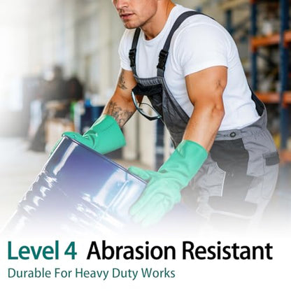 15 Mil Chemical Resistant Nitrile Gloves, Latex free Durable Cleaning Gloves, Resist Acid, Alkali, Solvent and Oil - color: 1 Pair-green, size: Small