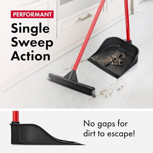 Dustpan with Handle by Ravmag- Solid Natural Rubber Construction- 2 Piece 29 Inch Handle Dust Pan- Stand Up Design- Accommodates Any Broom/Hand Brush- Best Dustpans for Home/Lobby/Shop - size: 2 Piece 29 Inch Handle