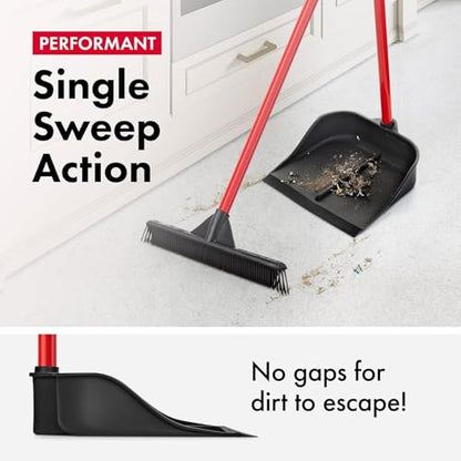 Dustpan with Handle by Ravmag- Solid Natural Rubber Construction- 2 Piece 29 Inch Handle Dust Pan- Stand Up Design- Accommodates Any Broom/Hand Brush- Best Dustpans for Home/Lobby/Shop - size: 2 Piece 29 Inch Handle