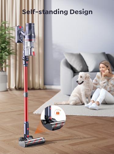 Cordless Vacuum Cleaner, 650W 55Kpa 70Mins Vacuum Cleaners for Home with Auto Mode/LED Display, Self-Standing Cordless Stick Vacuum Lightweight,Rechargeable Cordless Vacuum for Pet Hair/Carpet/Floors