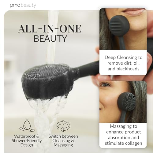 PMD Clean - Smart Facial Cleansing Device with Silicone Brush & Anti-Aging Massager - color: Black