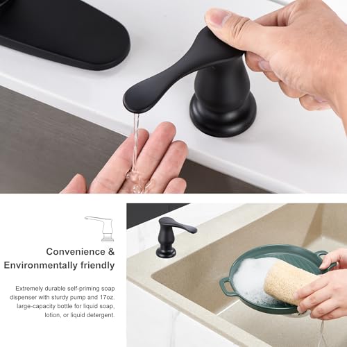 GAGALIFE Sink Soap Dispenser Matte Black, Built in Soap Dispenser with 17 OZ Bottle, Lotion Dispenser for Kitchen Sink, Refill from The Top - color: Matte Black, size: with Bottle