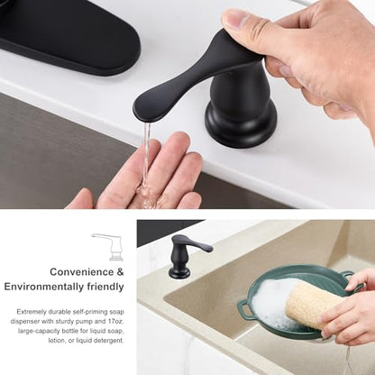 GAGALIFE Sink Soap Dispenser Matte Black, Built in Soap Dispenser with 17 OZ Bottle, Lotion Dispenser for Kitchen Sink, Refill from The Top - color: Matte Black, size: with Bottle