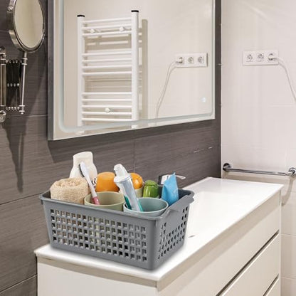 6 Packs Plastic Small Storage Basket, Grey Storage Basket Bins