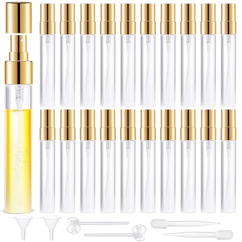 Mini Glass Spray Bottle 20pcs 5ml Clear Spray Bottle Empty, Fine Mist Refillable Mini Perfume Spray Bottle, Perfume Atomizer, Travel Spray Bottle For Hair, Small Empty Sample Containers Portable - style: Spray Bottle5ml-20P