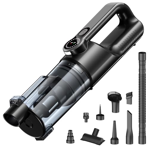 Handheld Vacuum Cordless 2-in-1, 25000PA Powerful Suction Car Vacuum & Blower, Portable Rechargeable Mini Vacuum 80000RPM, 38Min Runtime USB-C for Car Home Office. (Black) - color: Black