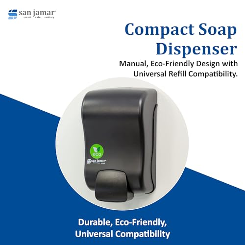 San Jamar Rely Soap Dispenser – 900ml Wall Mounted Manual Liquid Dispenser with Efficient Pump for Home and Commercial Use, Black Pearl, (Pack of 6)