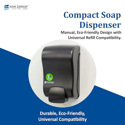 San Jamar Rely Soap Dispenser – 900ml Wall Mounted Manual Liquid Dispenser with Efficient Pump for Home and Commercial Use, Black Pearl, (Pack of 6)