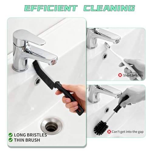 Hard Bristle Crevice Cleaning Brush,Cleaner Scrub Brush Tool for Hard to Reach Tight Space, Home Essentials, Cleaning Supplies for Shower, Bathroom, Kitchen, Toilet, Window 6Pcs