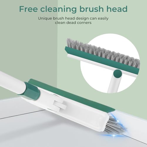 Baseboard Cleaner Tool with Handle, 60" Extendable Long Handle Baseboard Cleaner with 5 Reusable Pads for Baseboards Cleaning, Ceiling, Wall, Floor, Bathroom, Kitchen - size: Green