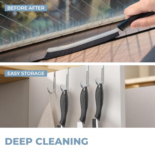 TQRR 3Pcs Cleaning Brush- Includes 1 Soft Bristle Cleaning Brush, 2 Hard Crevice Brush, Bathroom Cleaning Brush, Multifuntianal Grout Brush, Cleaning Tools for Auto Vent Wheel Kitchen House (Black) - color: Black