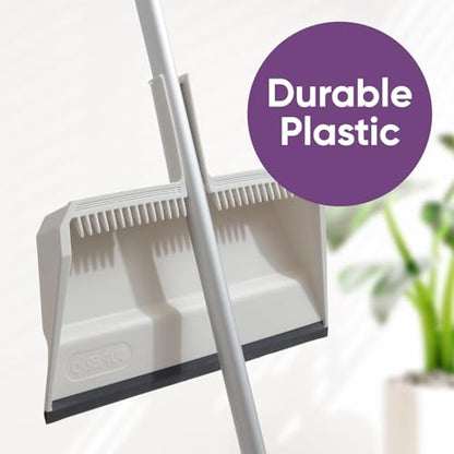 Superio 3-Pack Wide Plastic Dustpan with Comb - 16" Wide, Rubber Lip, Broom Handle Clip, White - color: White, size: 3 Pack