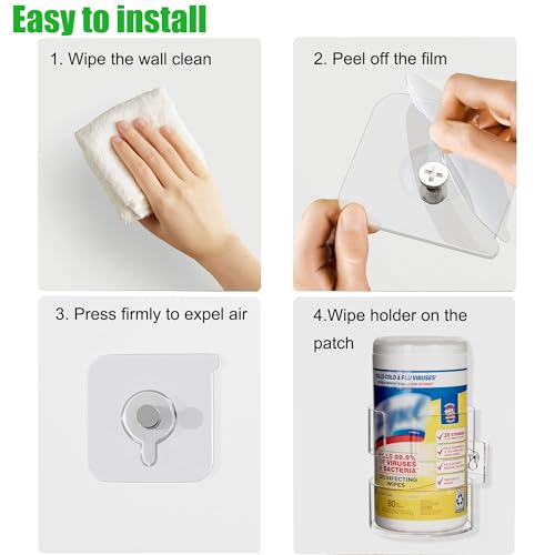 Wall-Mounted Wipes Holder for Cleaning Wipes, Acrylic Wipe Container Holder Rack for Wall - Easy Installation, Idea for Kitchen, Bathroom, Office, School, Clear (4.33" L x 4.72" W x 5.51" H) - size: 4.33"L x 4.72"W x 5.51"H