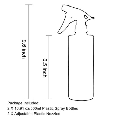 OFFIDIX 360° Water Spray Bottle 2 Pack 16 oz Continuous Plastic Empty Spray Bottles Mister for Hair,Cleaning,Plants,Upside Down,Fine Mist and Stream Setting,Black - color: Black