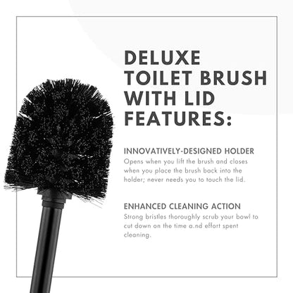 ToiletTree Products Deluxe Toilet Brush with Lid - Black 2 Pack - style: Black 2 pack