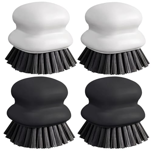 Dish Brush with Handle, Kitchen Scrub Brushes for Cleaning, Dish Scrubber with Nylon bristles for Sink, Pots, Pans(2Pack Black +2Pack White) - style: 2Pack Black +2Pack White