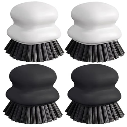 Dish Brush with Handle, Kitchen Scrub Brushes for Cleaning, Dish Scrubber with Nylon bristles for Sink, Pots, Pans(2Pack Black +2Pack White) - style: 2Pack Black +2Pack White