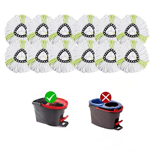 Matthew Cleaning 12Pack Green Microfiber Spin Mop Replacement Head Compatible with EasyWring Spin Mop Replace Head-EasyWring High Absorbency,Machine Washable,Microfiber Spin Mop Refills - color: Green, size: 12 Count