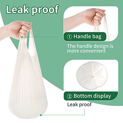 Biodegradable Handle Trash Bags 4-5 Gallon, 100% Compostable Garbage Bags Wastebasket Liners Bags for kitchen bathroom office garden,US BPI ASTM D6400 and Europe OK Compost Home Certified