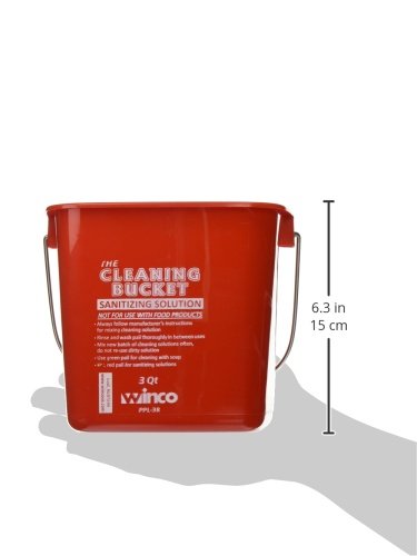 Winco 3qt Cleaning Bucket, Red Sanitizing Solution - color: Red, size: 3 Quart