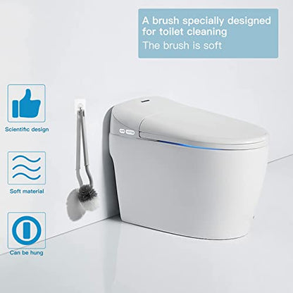 2Pcs Toilet Brush, Slim Compact Bathroom Toilet Scrubber No Dead Corners Silicone Toilet Brush, Curved Design Angled Toilet Cleaner Brush Scrubber for Deep Cleaning