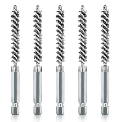 ASNOMY 5Pcs 5/16" Stainless Steel Bore Brush, Bristles Wire Brush Bore Cleaning Brush Set for Power Drill Cleaning, Abrasive Wire Brush Stainless Steel Brush with 1/4" Hex Shank - style: 5Pcs 8mm | 5/16" Inch