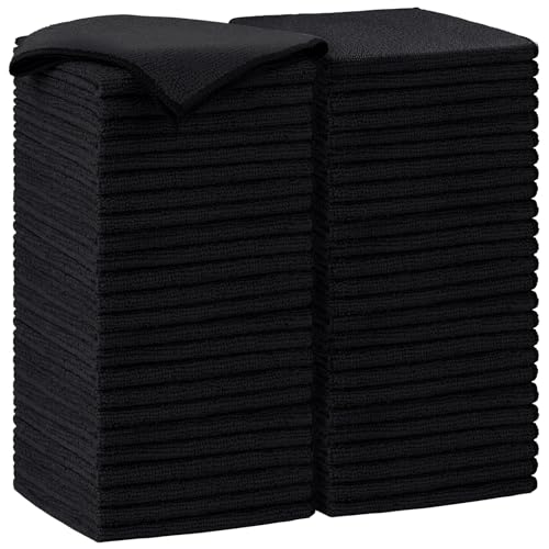 AIDEA Microfiber Cleaning Cloth-50PK, Soft Microfiber Towels for Cars, Absorbent Cleaning Rags, Lint-Free Streak-Free Wash Cloths for House, Kitchen, Window(12in.x12in), Black - color: Black, size: 12 in. x 12 in.