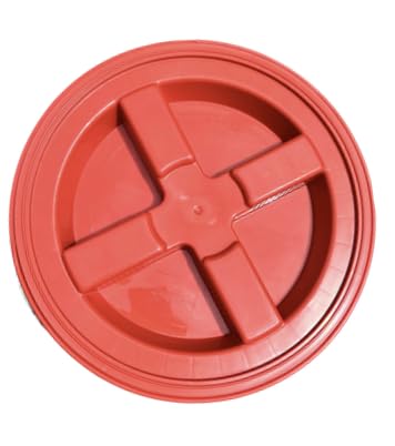 House Naturals Plastic Food Grade Made in USA Bucket with lid, Large 7 Gallon Container Comes with Screw On Lid (1, Yellow with Red lid) - color: Yellow With Red Lid