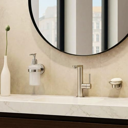 1 Pack Hand Soap Dispenser Wall Mount Bathroom Glass Soap Dispenser Pump Bottle with Stainless Steel Pump for Kitchen Bathroom Countertop