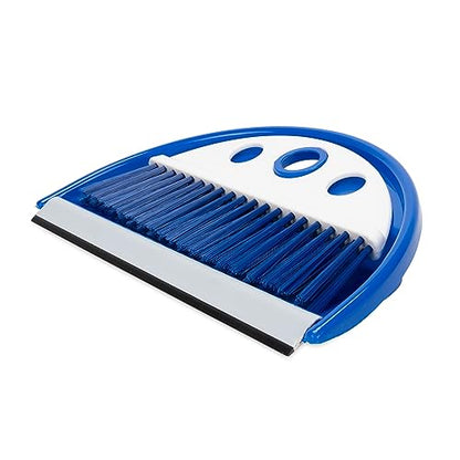 Camco Lightweight Portable Travel Dust Pan and Whisk Broom with Hanger Hole, for RVs, Campers, Campsites, and Dorm Rooms, Blue