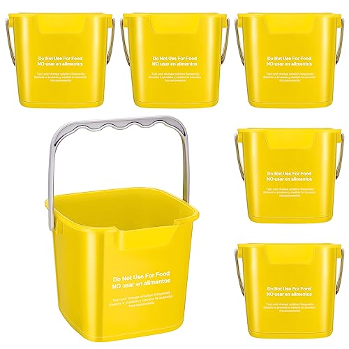 Roshtia 6 Pcs 3 Quart Cleaning Bucket Small Sanitizing Square Bucket Detergent Pail for Home Commercial Restaurant Kitchen Office School (Yellow) - color: Yellow