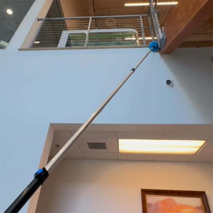 20 Foot Fan Cleaner High Ceiling 2 Cobweb Dusters with Heavy Duty Extension Pole, Window Squeegee Kit, Household Cleaning Gloves(12ft) - size: 12ft