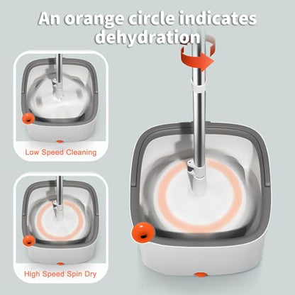 Spin Mop and Bucket with Self Separation Dirty and Clean Water System, Self Wringing 360° Rotating Clean Mop-Head and Bucket Set for Hardwood Tile Marble Floors with 10Pads-Grey - size: Grey Mop Set with 10 Pads