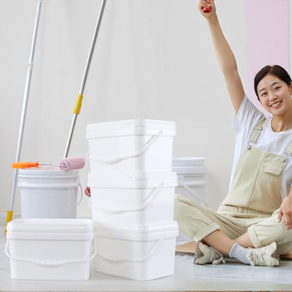 4 Packs Plastic Bucket with Airtight Lid, 3 Gallon Food Storage Bucket, White - size: 3 Gallon